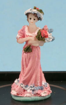 Dollhouse Miniature Victorian Lady Figurine (Soft Pink)